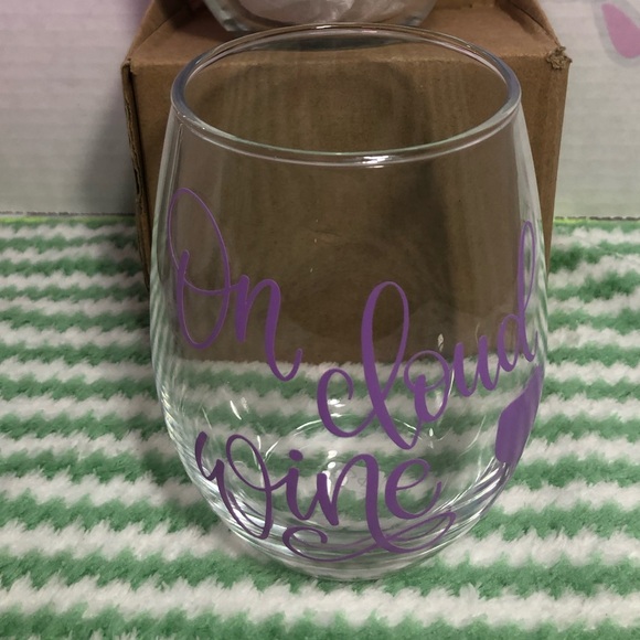 3-New-WINE GLASS***ON CLOUD WINE *** * Handmade - Picture 2 of 5